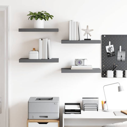 Floating Wall Shelves 4 pcs High Gloss Grey 50x23.5x3.8 cm MDF