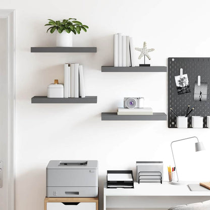 Floating Wall Shelves 4 pcs High Gloss Grey 50x23x3.8 cm MDF
