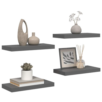 Floating Wall Shelves 4 pcs High Gloss Grey 50x23.5x3.8 cm MDF