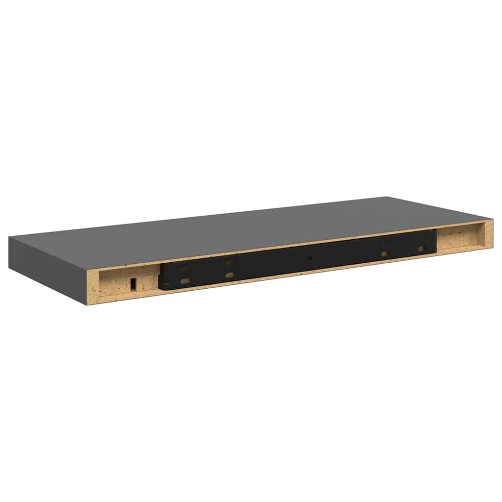 Floating Wall Shelf High Gloss Grey 60x23.5x3.8 cm MDF