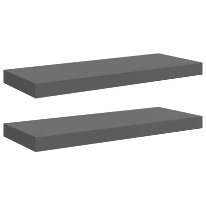 Floating Wall Shelves 2 pcs High Gloss Grey 60x23.5x3.8 cm MDF
