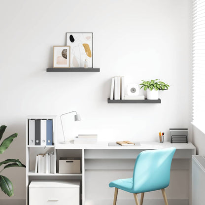 Floating Wall Shelves 2 pcs High Gloss Grey 60x23.5x3.8 cm MDF
