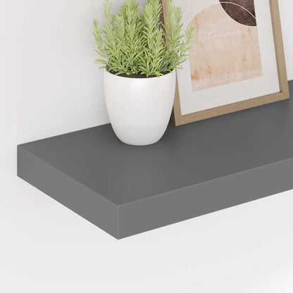 Floating Wall Shelves 4 pcs High Gloss Grey 60x23.5x3.8 cm MDF