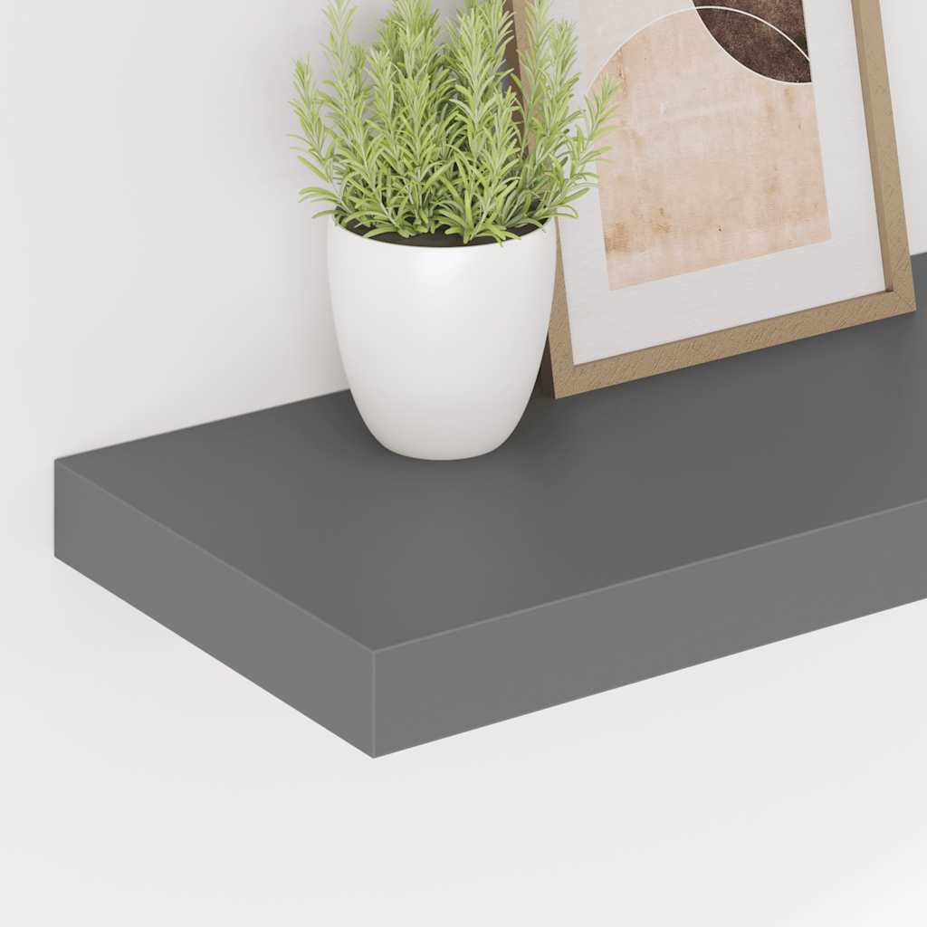 Floating Wall Shelves 4 pcs High Gloss Grey 60x23.5x3.8 cm MDF
