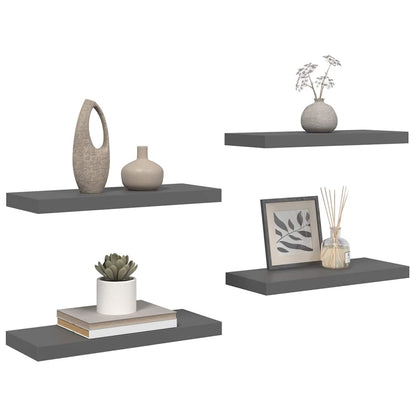 Floating Wall Shelves 4 pcs High Gloss Grey 60x23.5x3.8 cm MDF