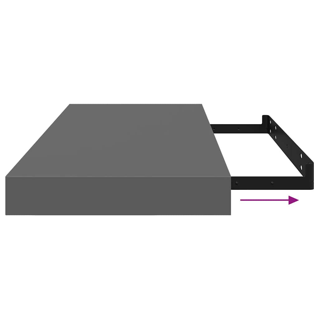 Floating Wall Shelves 4 pcs High Gloss Grey 60x23.5x3.8 cm MDF