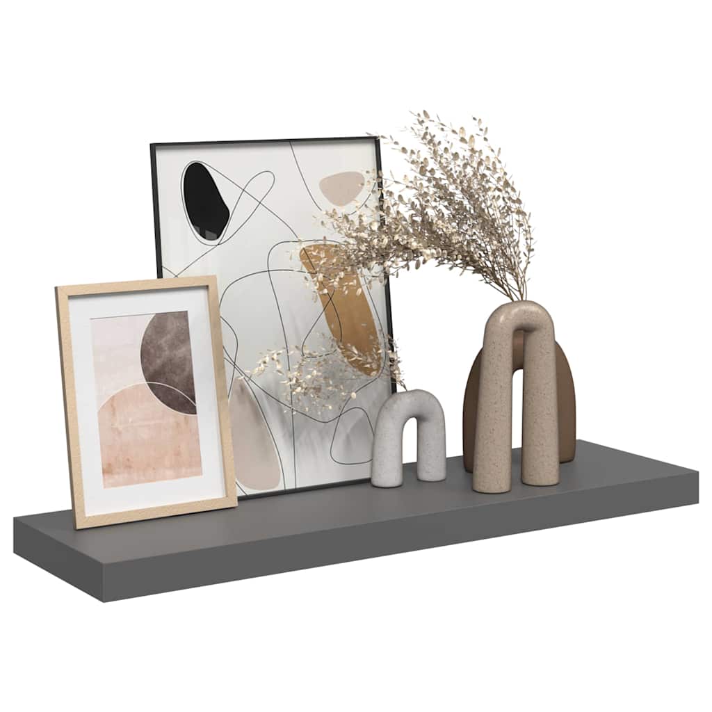 Floating Wall Shelf High Gloss Grey 80x23.5x3.8 cm MDF