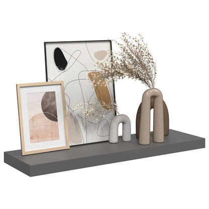 Floating Wall Shelf High Gloss Grey 80x23.5x3.8 cm MDF