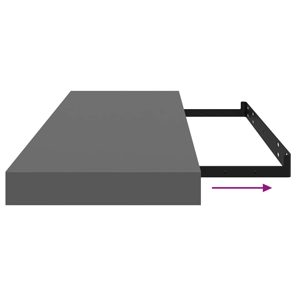 Floating Wall Shelf High Gloss Grey 80x23.5x3.8 cm MDF