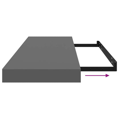 Floating Wall Shelf High Gloss Grey 80x23.5x3.8 cm MDF