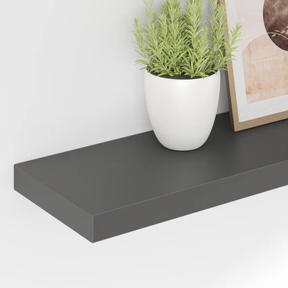Floating Wall Shelves 2 pcs High Gloss Grey 80x23.5x3.8 cm MDF
