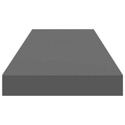 Floating Wall Shelves 2 pcs High Gloss Grey 80x23.5x3.8 cm MDF