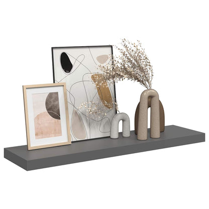 Floating Wall Shelf High Gloss Grey 90x23.5x3.8 cm MDF