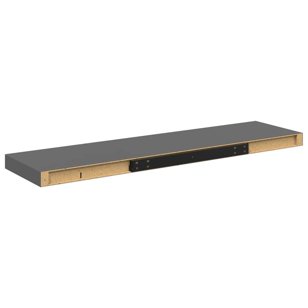 Floating Wall Shelf High Gloss Grey 90x23.5x3.8 cm MDF