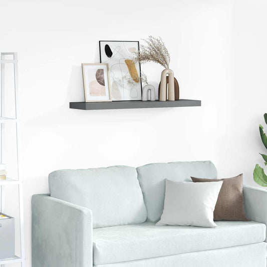 Floating Wall Shelf High Gloss Grey 90x23.5x3.8 cm MDF