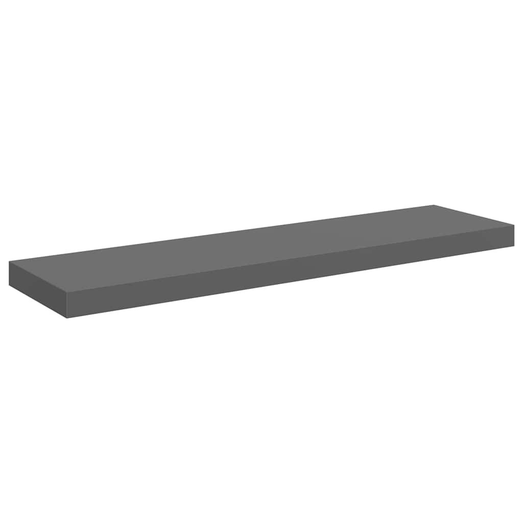 Floating Wall Shelves 4 pcs High Gloss Grey 90x23.5x3.8 cm MDF