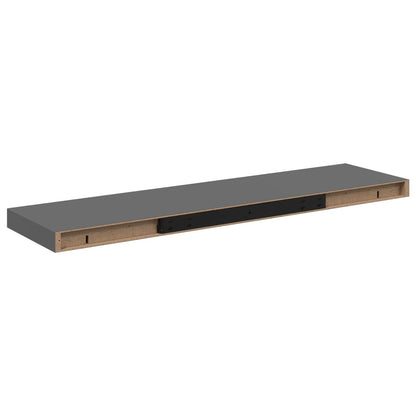 323798 vidaXL Floating Wall Shelves 4 pcs High Gloss Grey 90x23,5x3,8 cm MDF