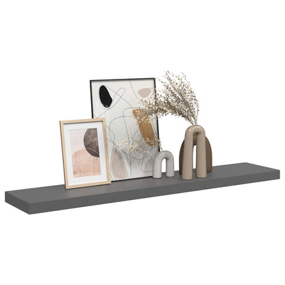 Floating Wall Shelf High Gloss Grey 120x23.5x3.8 cm MDF