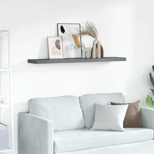Floating Wall Shelf High Gloss Grey 120x23.5x3.8 cm MDF