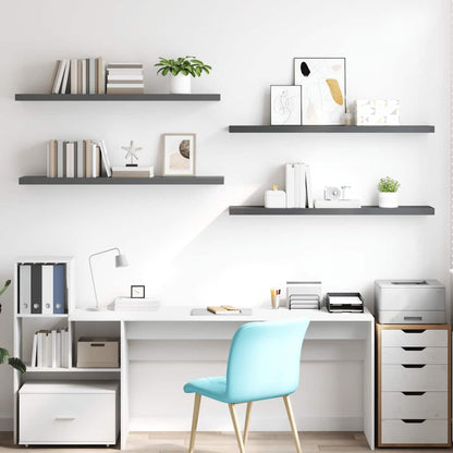 Floating Wall Shelves 4 pcs High Gloss Grey 120x23.5x3.8 cm MDF