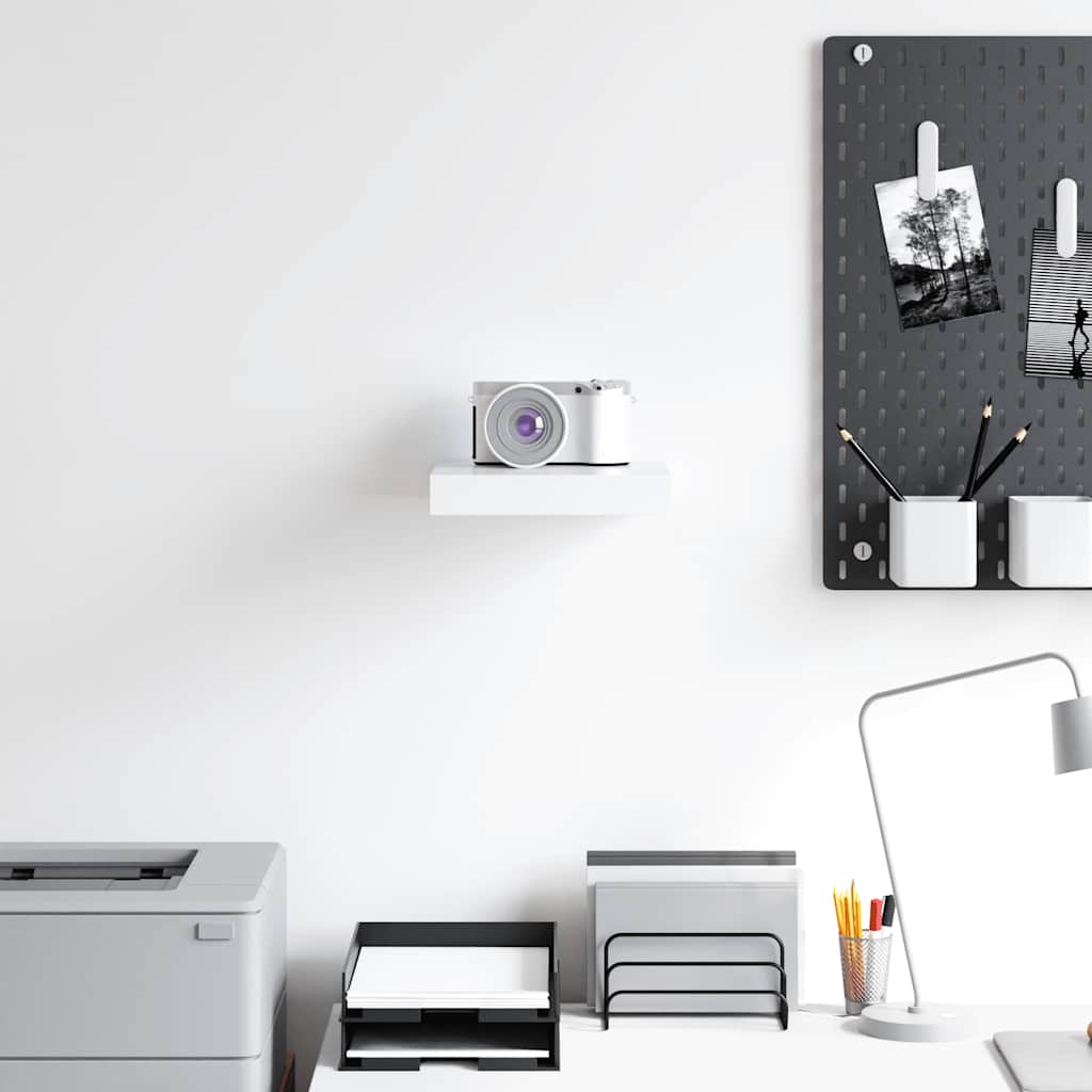 Floating Wall Shelf White 23x23.5x3.8 cm MDF