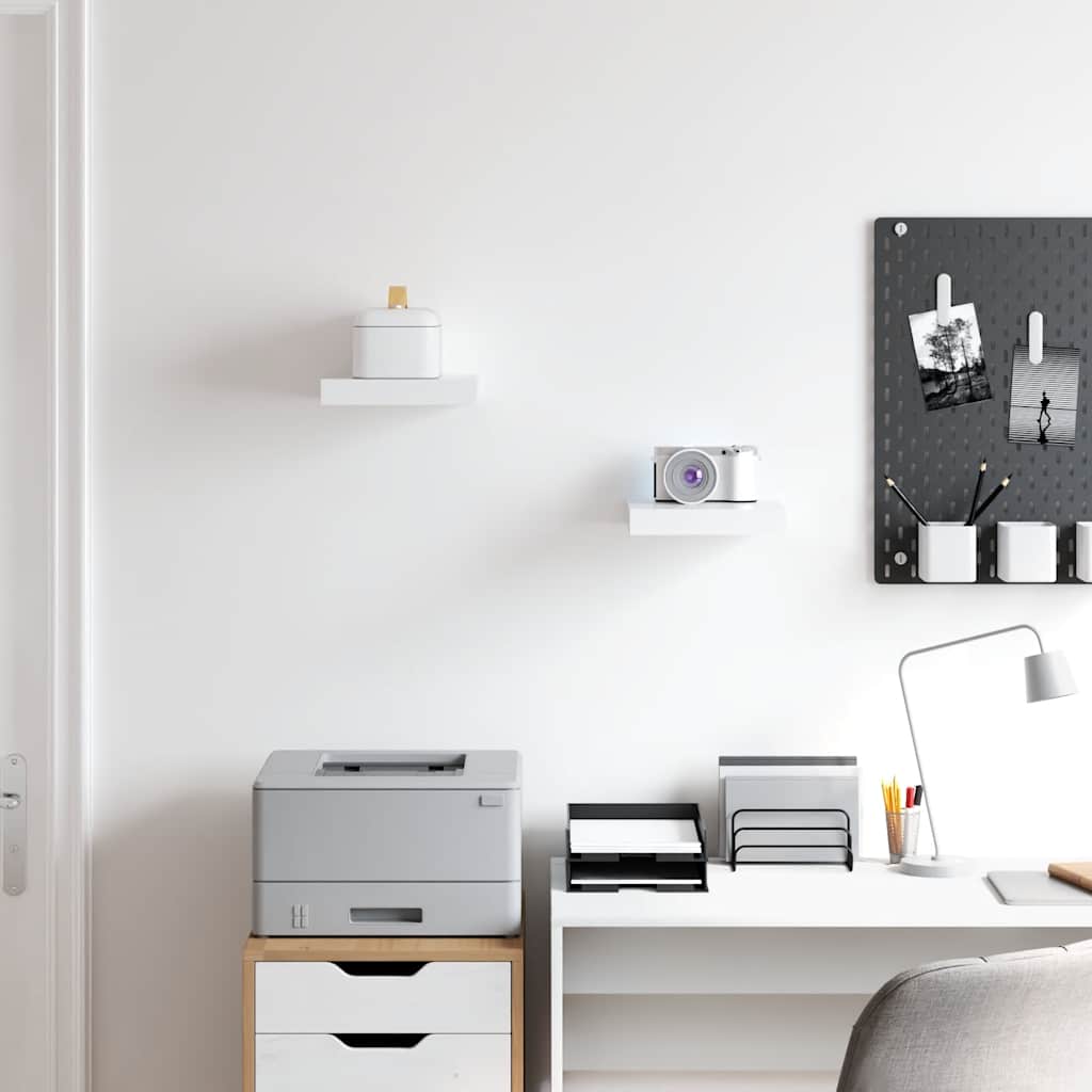 Floating Wall Shelves 2 pcs White 23x23.5x3.8 cm MDF