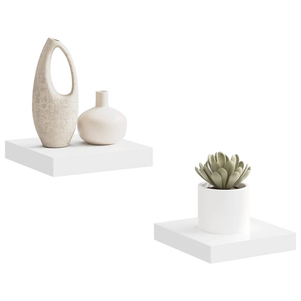 Floating Wall Shelves 2 pcs White 23x23.5x3.8 cm MDF