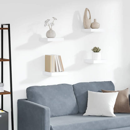 Floating Wall Shelves 4 pcs White 23x23.5x3.8 cm MDF