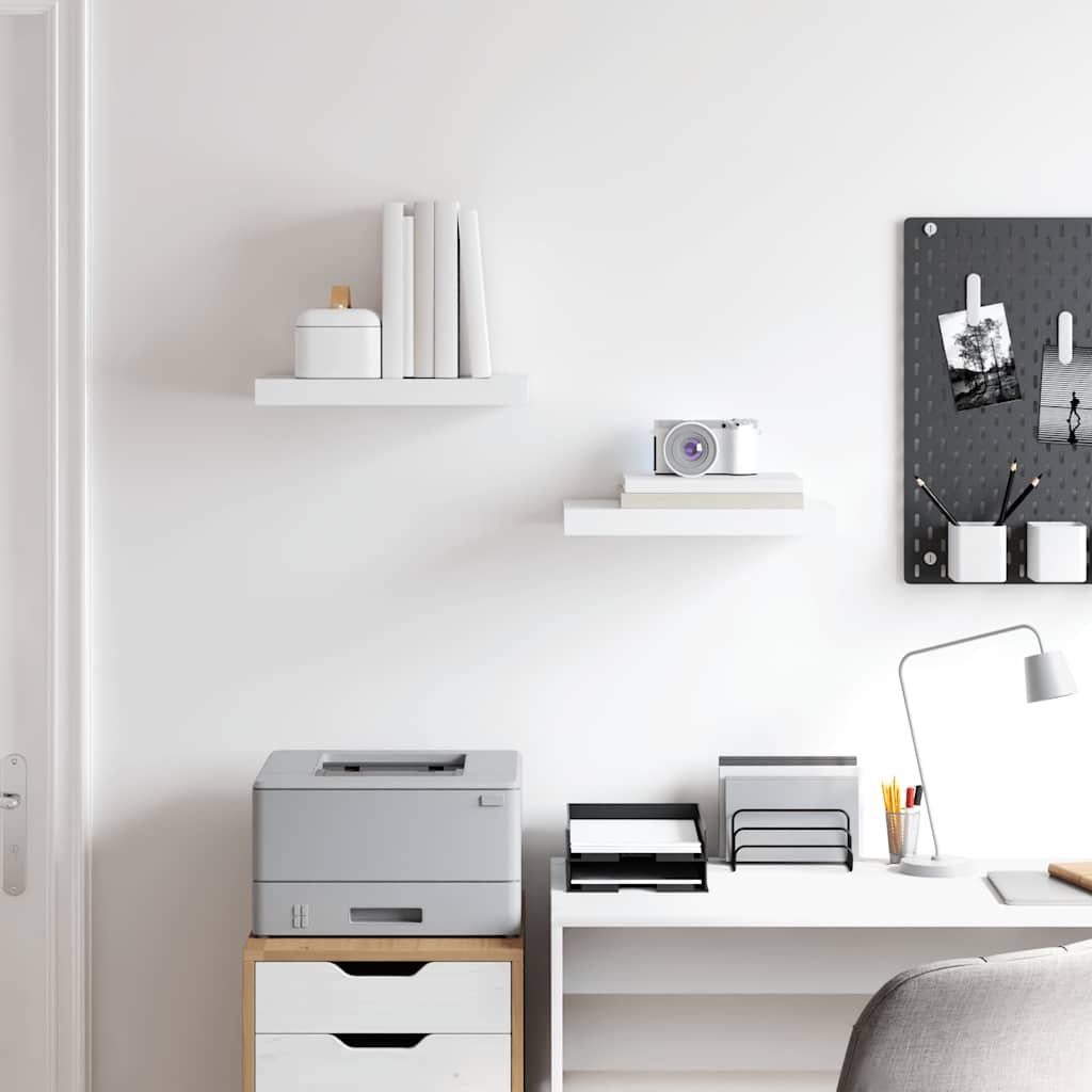 Floating Wall Shelves 2 pcs White 40x23x3.8 cm MDF