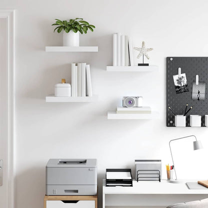 Floating Wall Shelves 4 pcs White 40x23.5x3.8 cm MDF