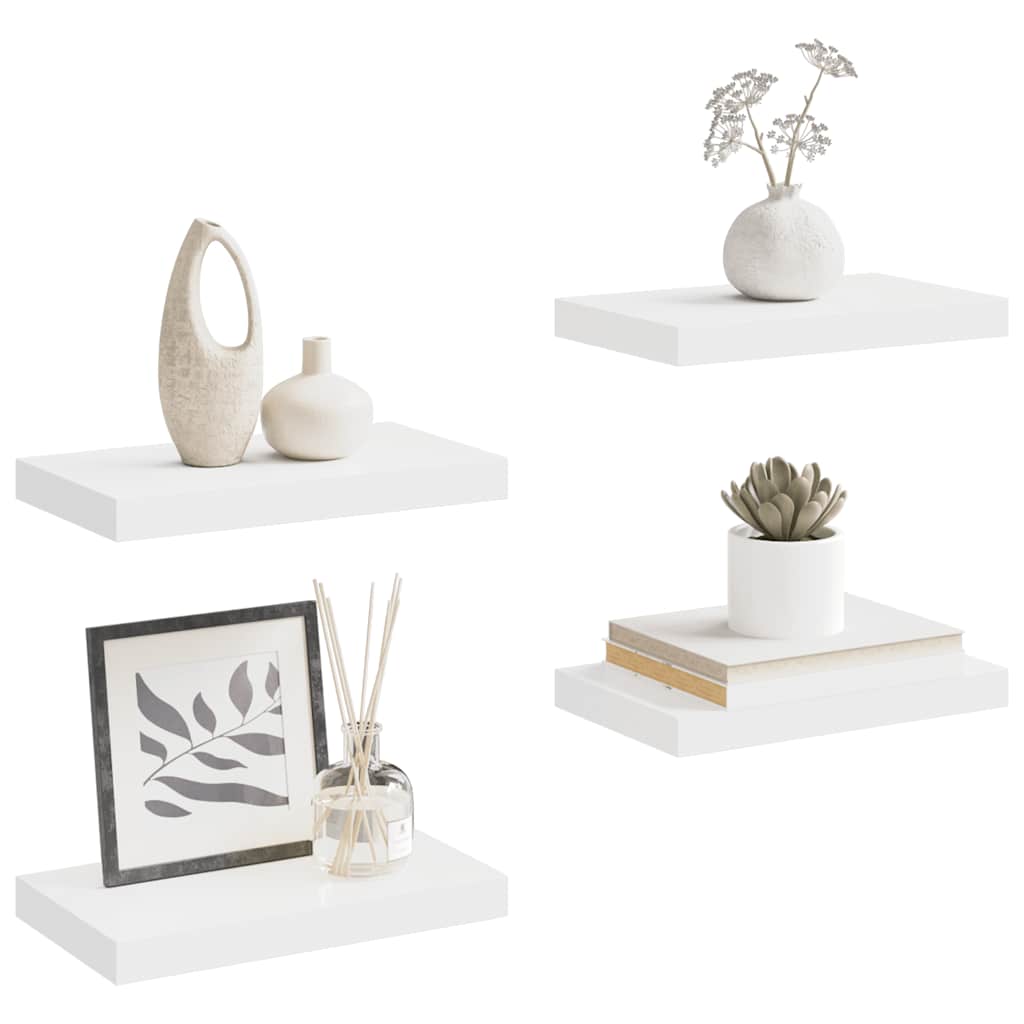 Floating Wall Shelves 4 pcs White 40x23.5x3.8 cm MDF
