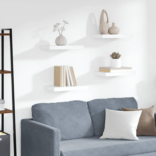 Floating Wall Shelves 4 pcs White 40x23.5x3.8 cm MDF