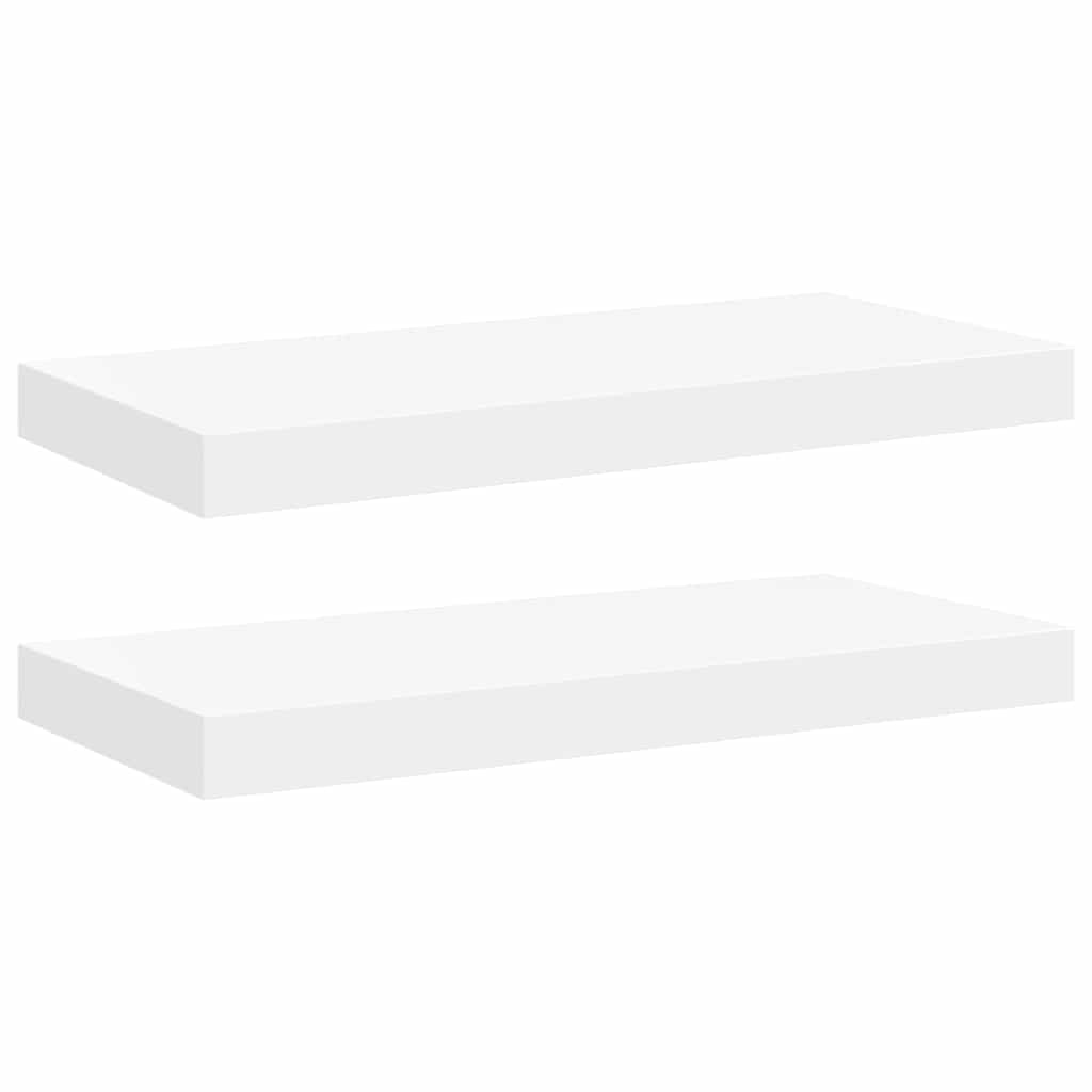 Floating Wall Shelves 2 pcs White 50x23x3.8 cm MDF