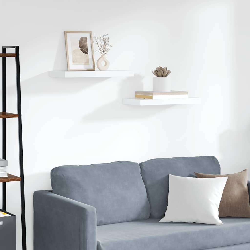 Floating Wall Shelves 2 pcs White 50x23x3.8 cm MDF