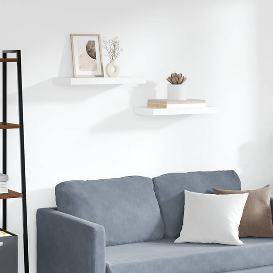 Floating Wall Shelves 2 pcs White 50x23x3.8 cm MDF