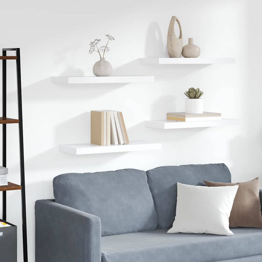 Floating Wall Shelves 4 pcs White 60x23.5x3.8 cm MDF
