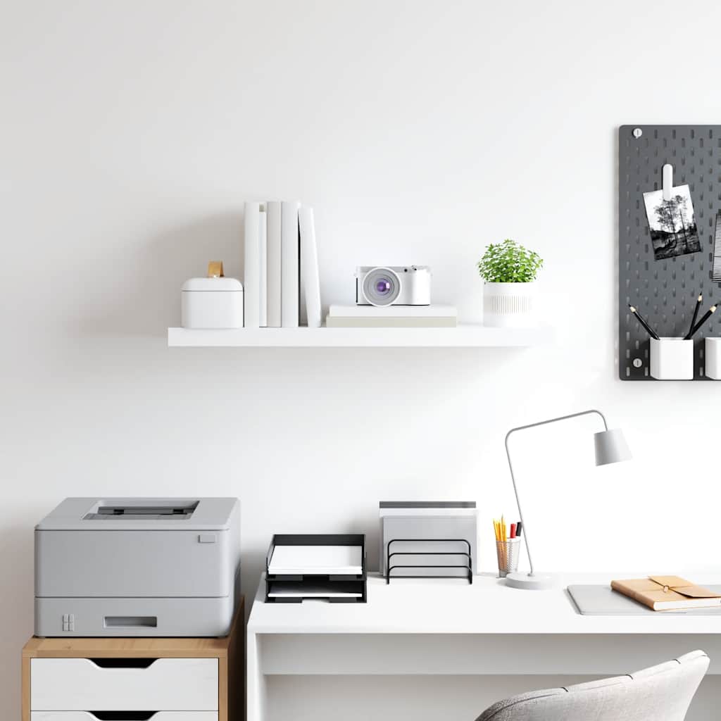 Floating Wall Shelf White 80x23.5x3.8 cm MDF