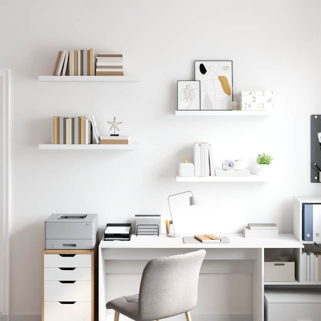 Floating Wall Shelves 4 pcs White 80x23.5x3.8 cm MDF