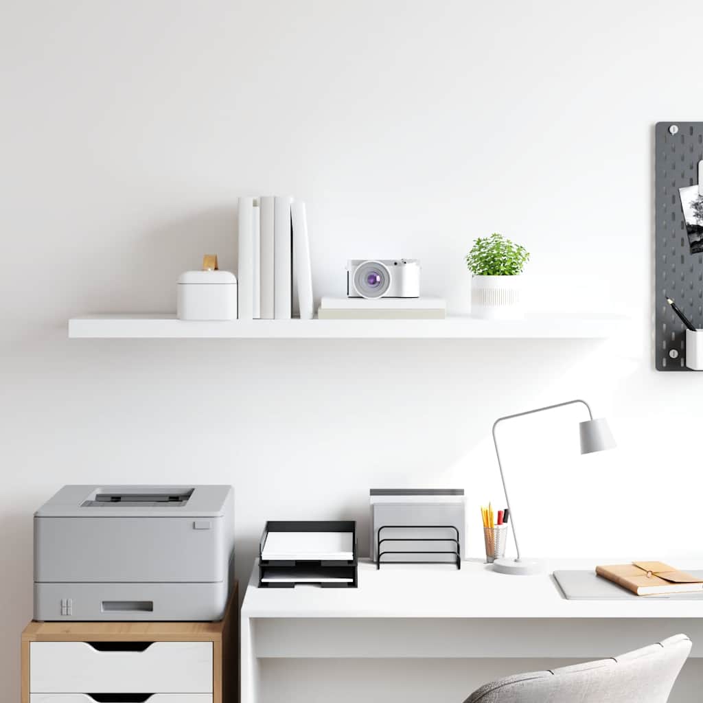Floating Wall Shelf White 120x23.5x3.8 cm MDF