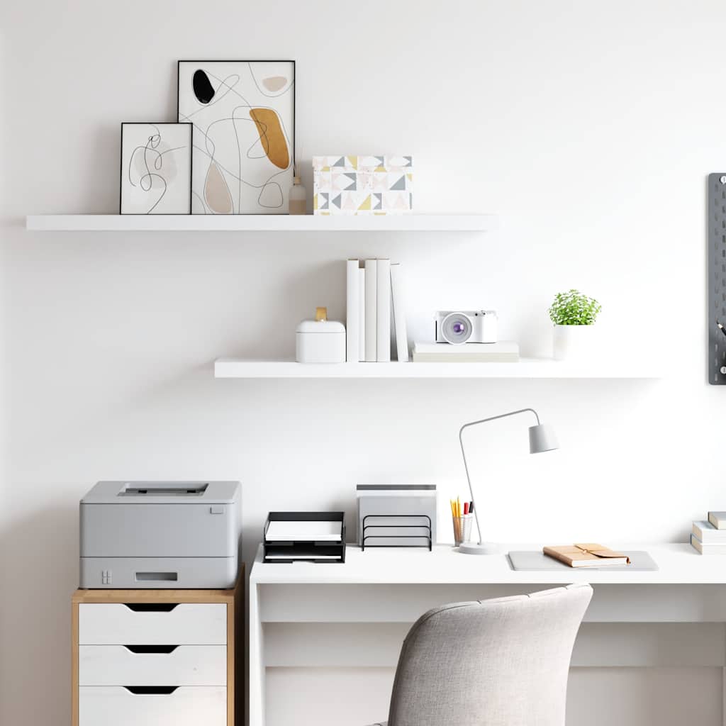 Floating Wall Shelves 2 pcs White 120x23.5x3.8 cm MDF