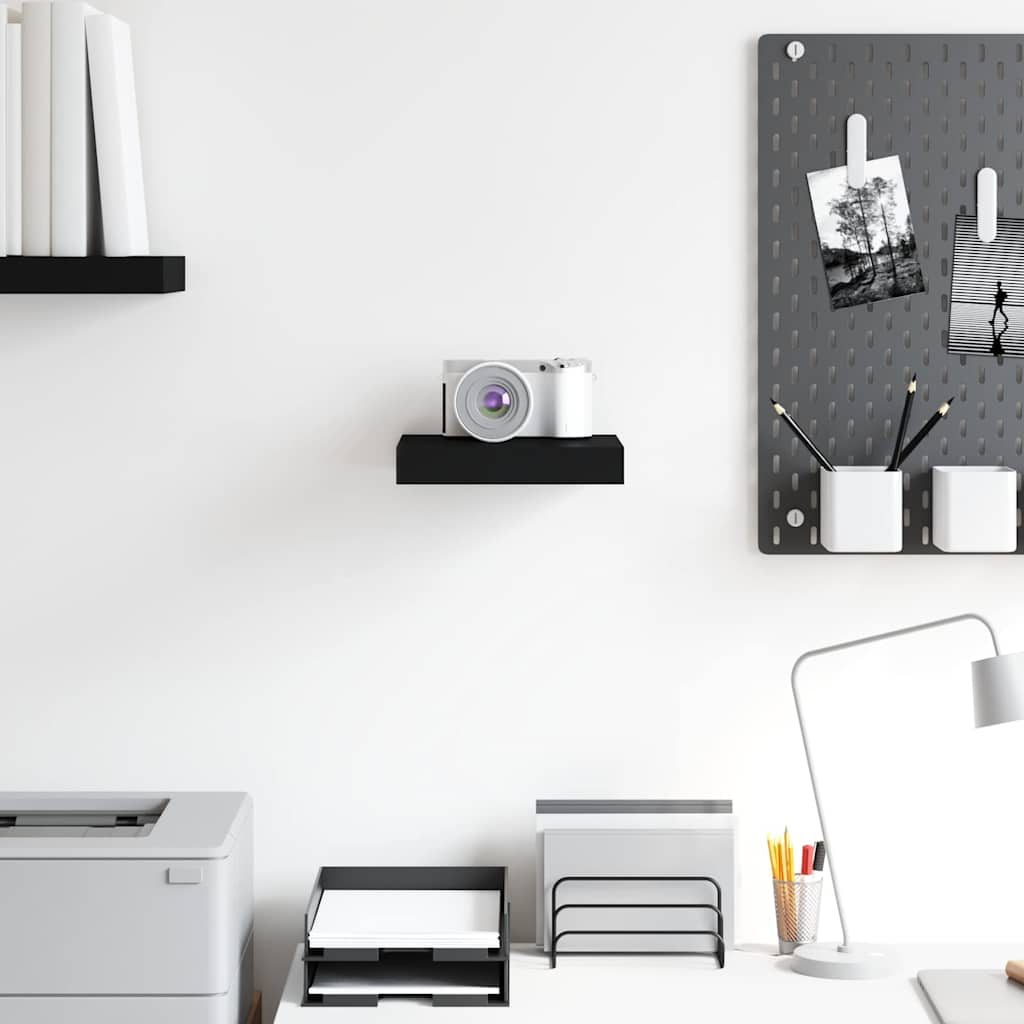 Floating Wall Shelf Black 23x23.5x3.8 cm MDF
