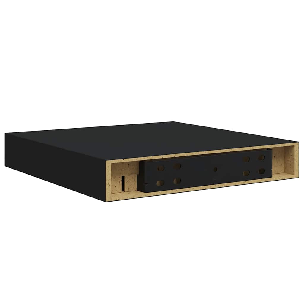 Floating Wall Shelf Black 23x23.5x3.8 cm MDF