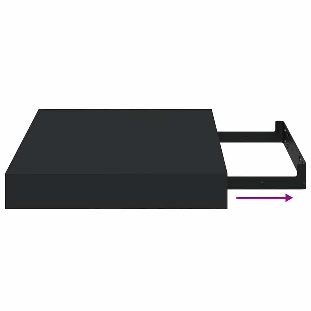 Floating Wall Shelf Black 23x23.5x3.8 cm MDF