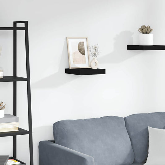 Floating Wall Shelf Black 23x23.5x3.8 cm MDF