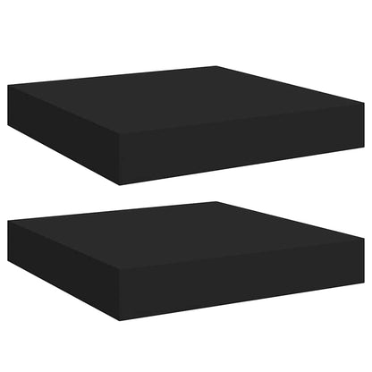 Floating Wall Shelves 2 pcs Black 23x23.5x3.8 cm MDF