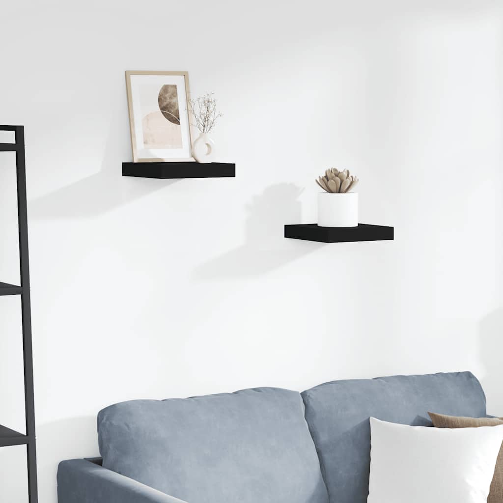 Floating Wall Shelves 2 pcs Black 23x23.5x3.8 cm MDF