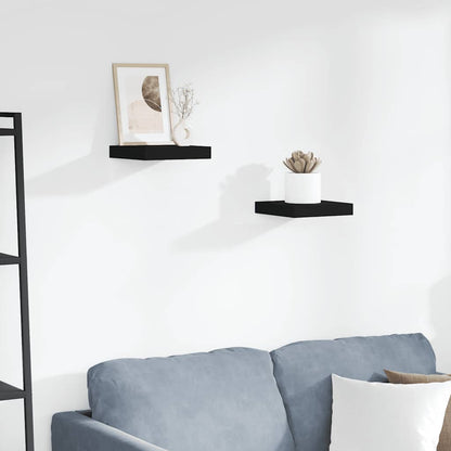 Floating Wall Shelves 2 pcs Black 23x23.5x3.8 cm MDF
