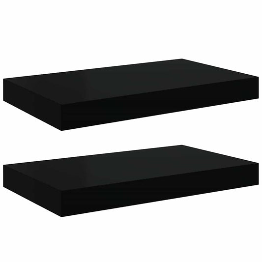 Floating Wall Shelves 2 pcs Black 40x23x3.8 cm MDF