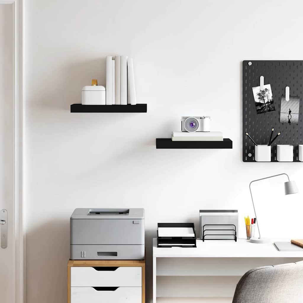 Floating Wall Shelves 2 pcs Black 40x23x3.8 cm MDF