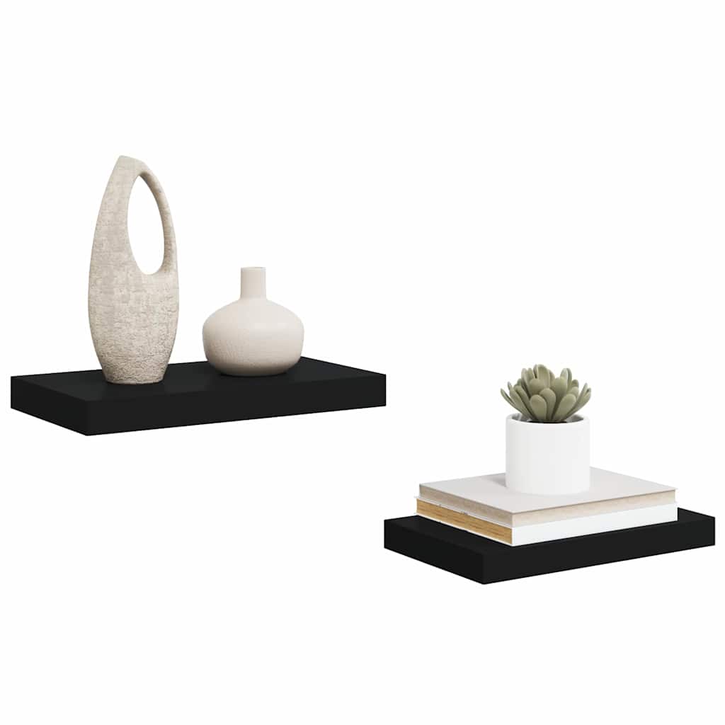Floating Wall Shelves 2 pcs Black 40x23.5x3.8 cm MDF